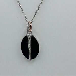 Brighton Black and Silver Pendant Necklace with Sparkling Accent